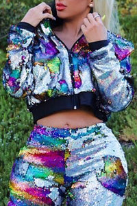 Sequin Cropped Jacket (Sm-2X)
